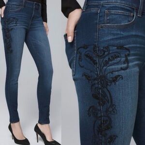 Women's Blue Embroidered Jeans